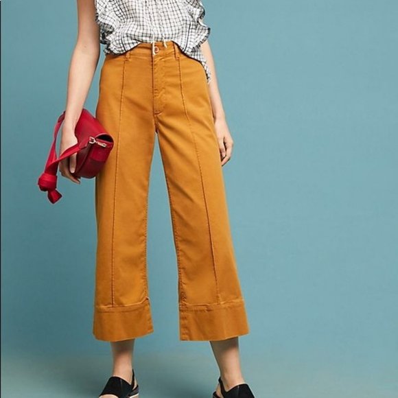 Anthropologie Pants - Anthropologie Chino Cropped Mustard Pants